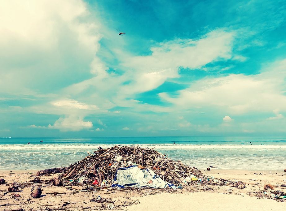 photo of trash lot on shore